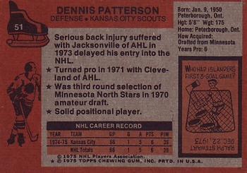 1975-76 Topps #51 Dennis Patterson Back