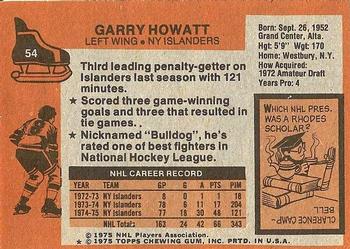1975-76 Topps #54 Garry Howatt Back