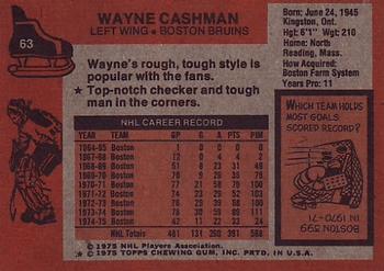 1975-76 Topps #63 Wayne Cashman Back