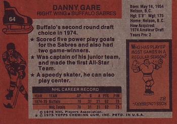 1975-76 Topps #64 Danny Gare Back