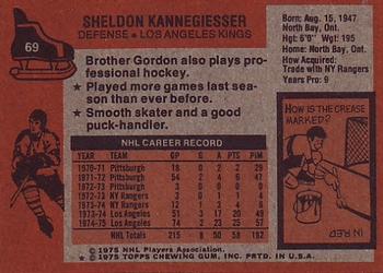 1975-76 Topps #69 Sheldon Kannegiesser Back