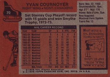 1975-76 Topps #70 Yvan Cournoyer Back