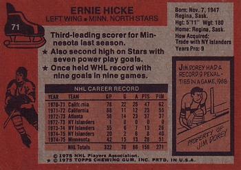 1975-76 Topps #71 Ernie Hicke Back