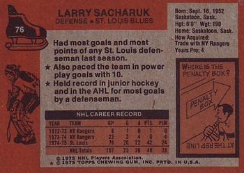 1975-76 Topps #76 Larry Sacharuk Back