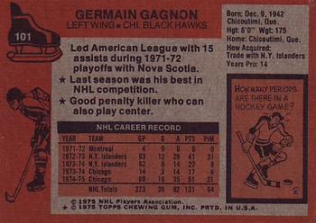 1975-76 Topps #101 Germain Gagnon Back