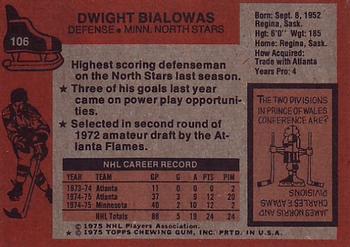 1975-76 Topps #106 Dwight Bialowas Back