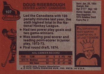 1975-76 Topps #107 Doug Risebrough Back