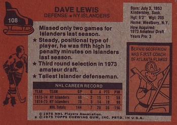 1975-76 Topps #108 Dave Lewis Back