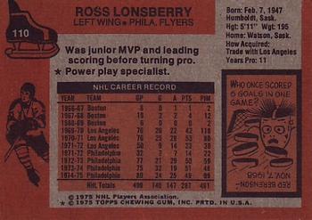 1975-76 Topps #110 Ross Lonsberry Back