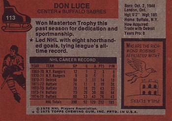 1975-76 Topps #113 Don Luce Back
