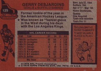 1975-76 Topps #125 Gerry Desjardins Back
