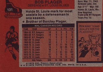 1975-76 Topps #131 Bob Plager Back