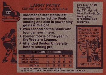 1975-76 Topps #137 Larry Patey Back