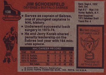 1975-76 Topps #138 Jim Schoenfeld Back