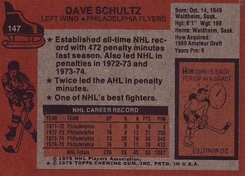 1975-76 Topps #147 Dave Schultz Back