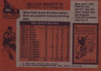 1975-76 Topps #164 Gilles Marotte Back