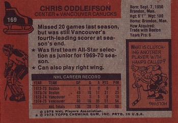 1975-76 Topps #169 Chris Oddleifson Back