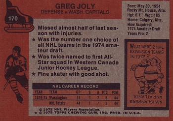 1975-76 Topps #170 Greg Joly Back