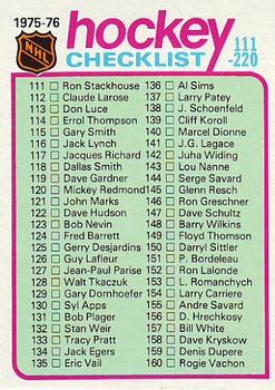 1975-76 Topps #171 Checklist: 111-220 Front