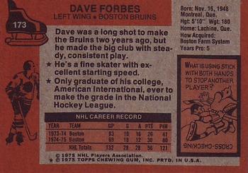 1975-76 Topps #173 Dave Forbes Back