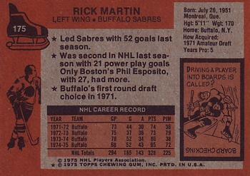 1975-76 Topps #175 Rick Martin Back