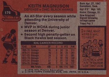 1975-76 Topps #176 Keith Magnuson Back