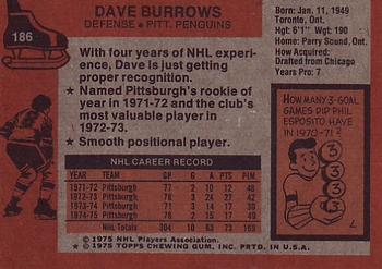 1975-76 Topps #186 Dave Burrows Back