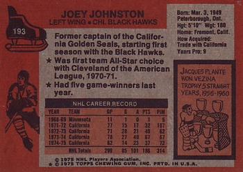 1975-76 Topps #193 Joey Johnston Back