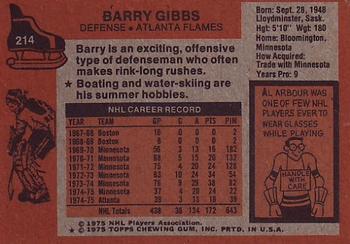 1975-76 Topps #214 Barry Gibbs Back