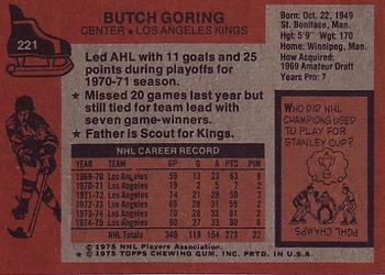 1975-76 Topps #221 Butch Goring Back