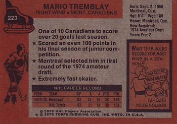 1975-76 Topps #223 Mario Tremblay Back