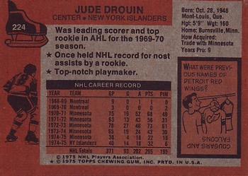 1975-76 Topps #224 Jude Drouin Back