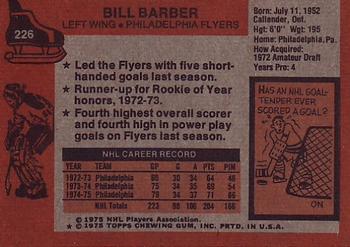 1975-76 Topps #226 Bill Barber Back