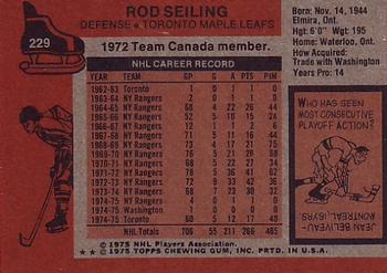 1975-76 Topps #229 Rod Seiling Back