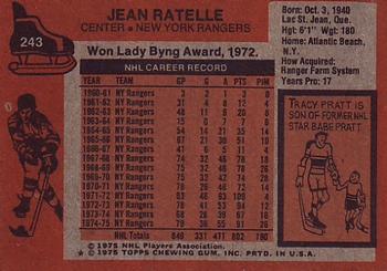 1975-76 Topps #243 Jean Ratelle Back