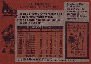 1975-76 Topps #244 Ted Irvine Back