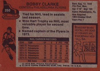 1975-76 Topps #250 Bobby Clarke Back