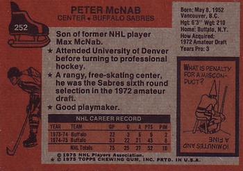 1975-76 Topps #252 Peter McNab Back
