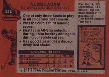 1975-76 Topps #253 Al MacAdam Back