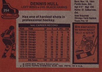1975-76 Topps #254 Dennis Hull Back