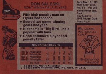 1975-76 Topps #262 Don Saleski Back