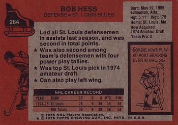 1975-76 Topps #264 Bob Hess Back