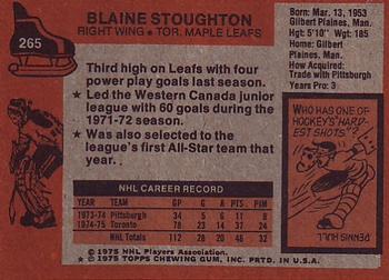 1975-76 Topps #265 Blaine Stoughton Back