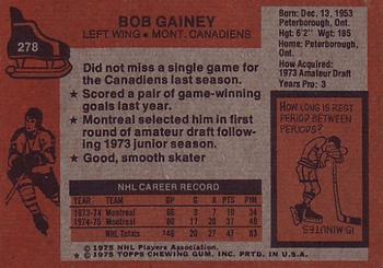 1975-76 Topps #278 Bob Gainey Back