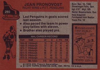 1975-76 Topps #280 Jean Pronovost Back