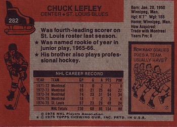 1975-76 Topps #282 Chuck Lefley Back