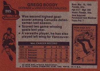 1975-76 Topps #285 Gregg Boddy Back