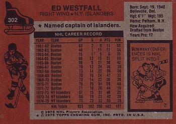 1975-76 Topps #302 Ed Westfall Back