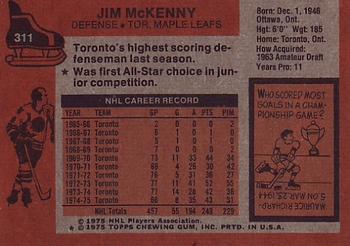 1975-76 Topps #311 Jim McKenny Back