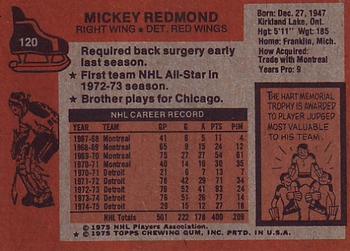 1975-76 Topps #120 Mickey Redmond Back